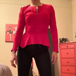 BCBG Red Peplum Top XS